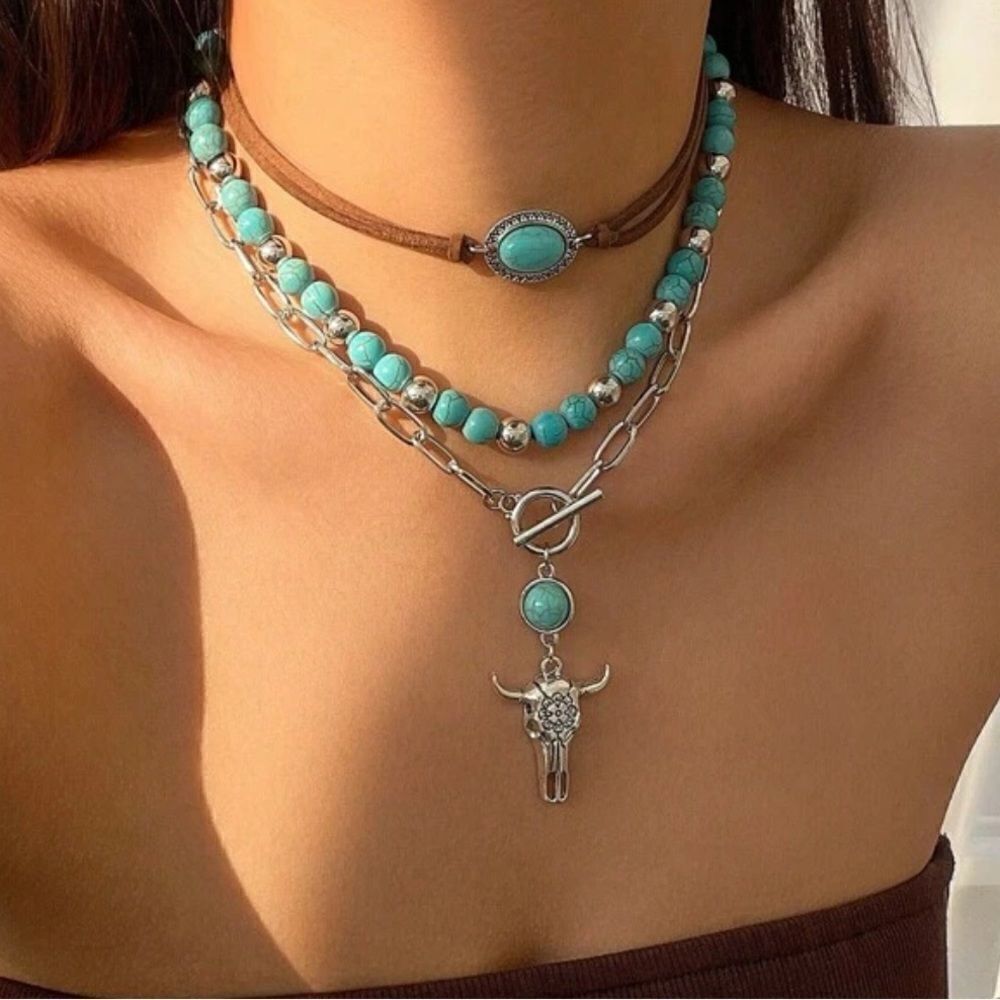 bohemian multilayer necklace A489 - Picture 1 of 5
